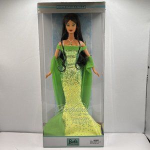 Gorgeous GreenMattel Brunette Barbie Collection Birthstones August Peridot NRFB